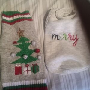 Festive Dog Sweater and Shirt Set